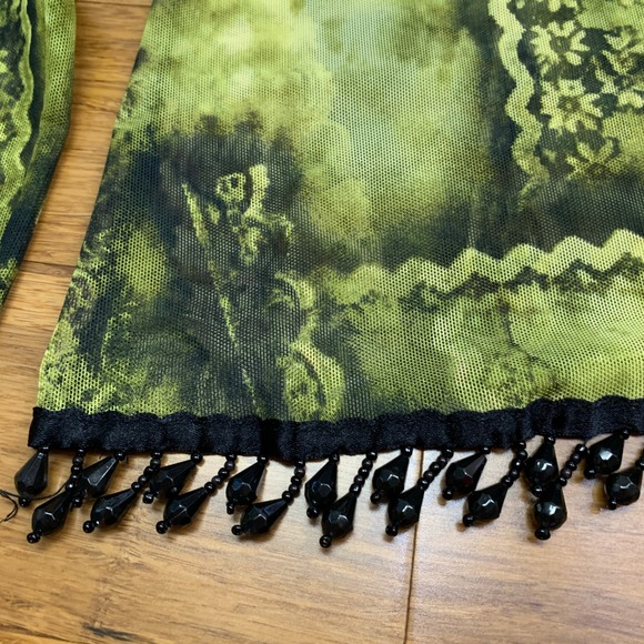 Petit Pois Green‎ Mesh Lace Beaded Long Sleeve Y2K Fairycore Top Shirt Sheer - Picture 3 of 5